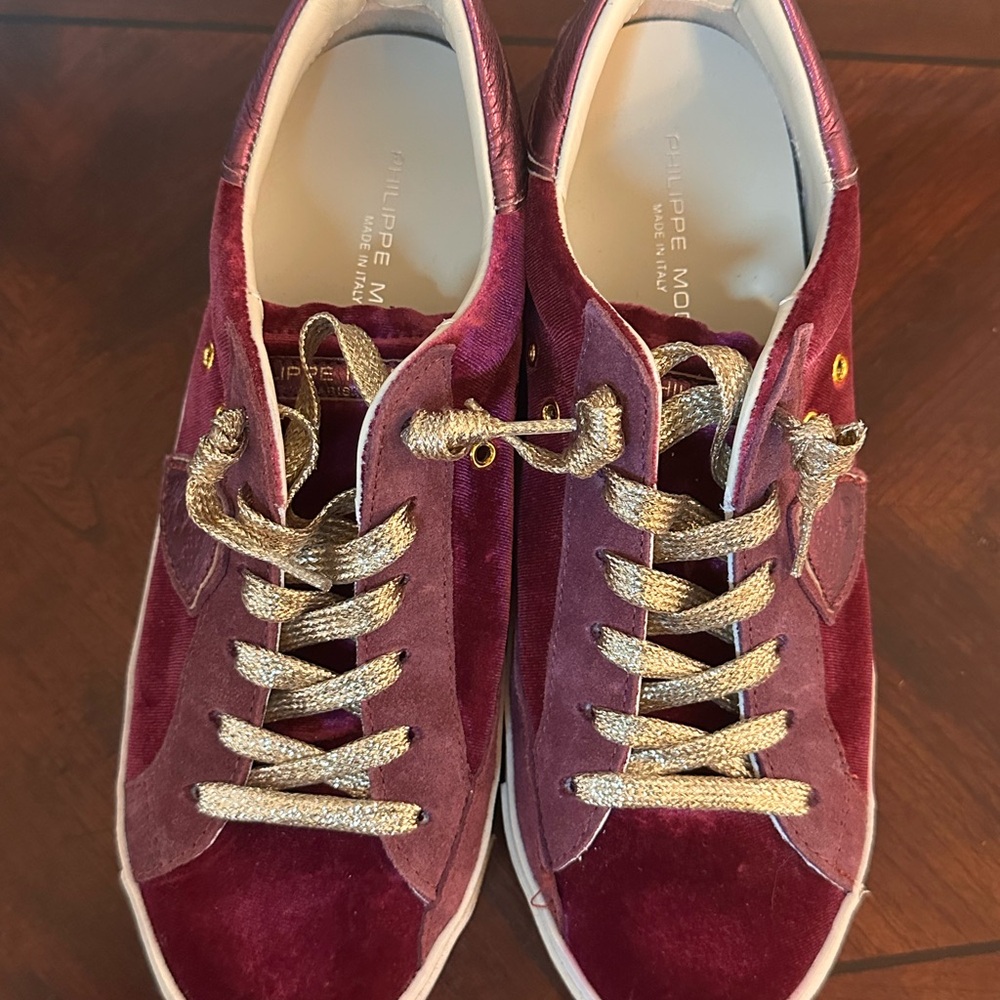Philippe Model Purple and Gold Velvet Sneakers PRSX - Picture 4 of 7